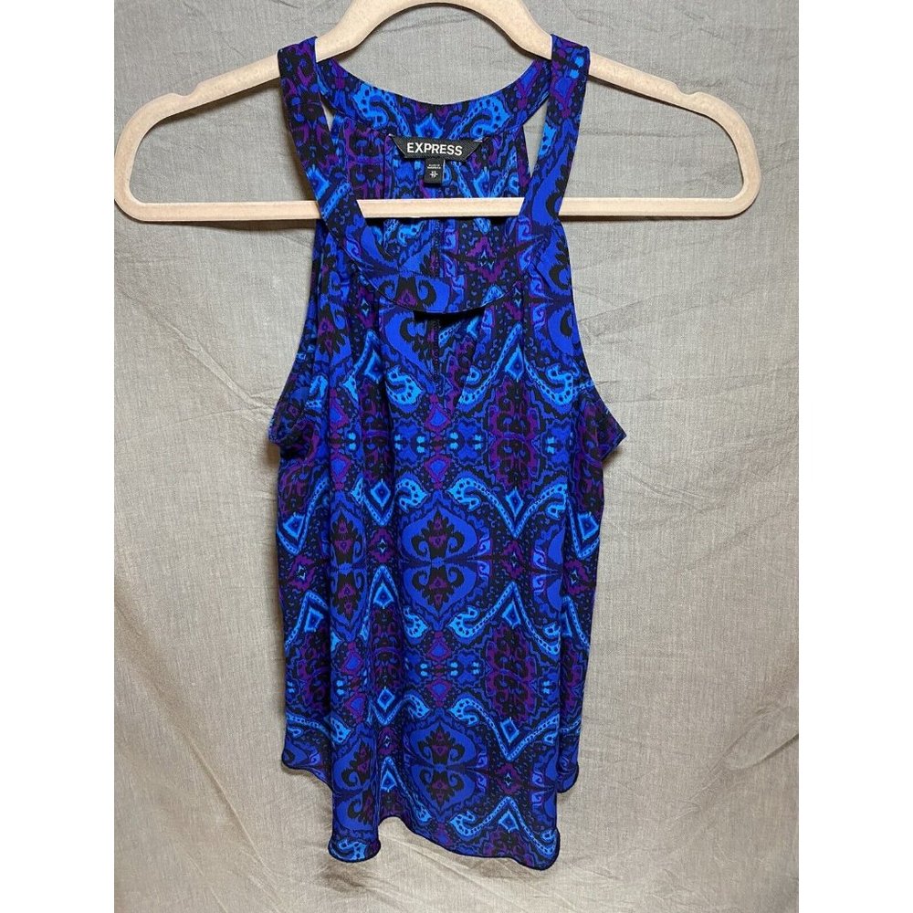 Express Shirt Womens Extra Small Blue Purple Geometric Tank Top Ladies.